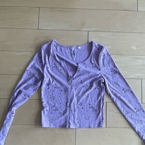 Me to We Lavender Floral Long Sleeve Top